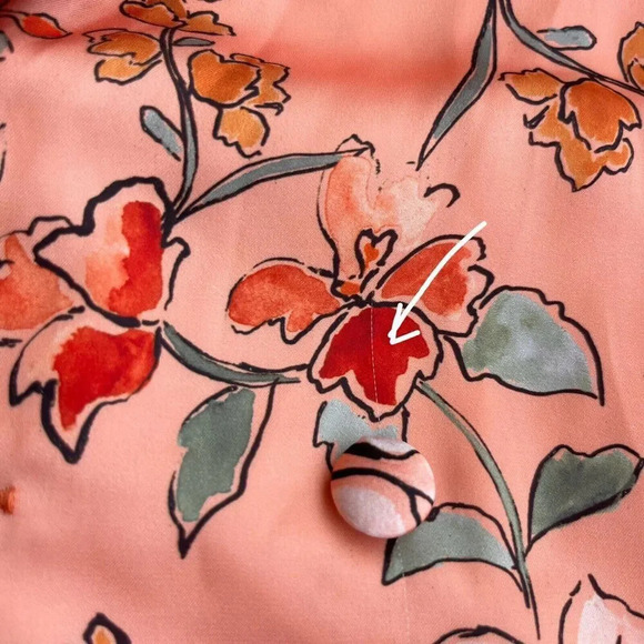 MAJORELLE Floral Blazer Flare Long Sleeve Double Breasted Rayon Peach Jacket XS - Picture 5 of 6